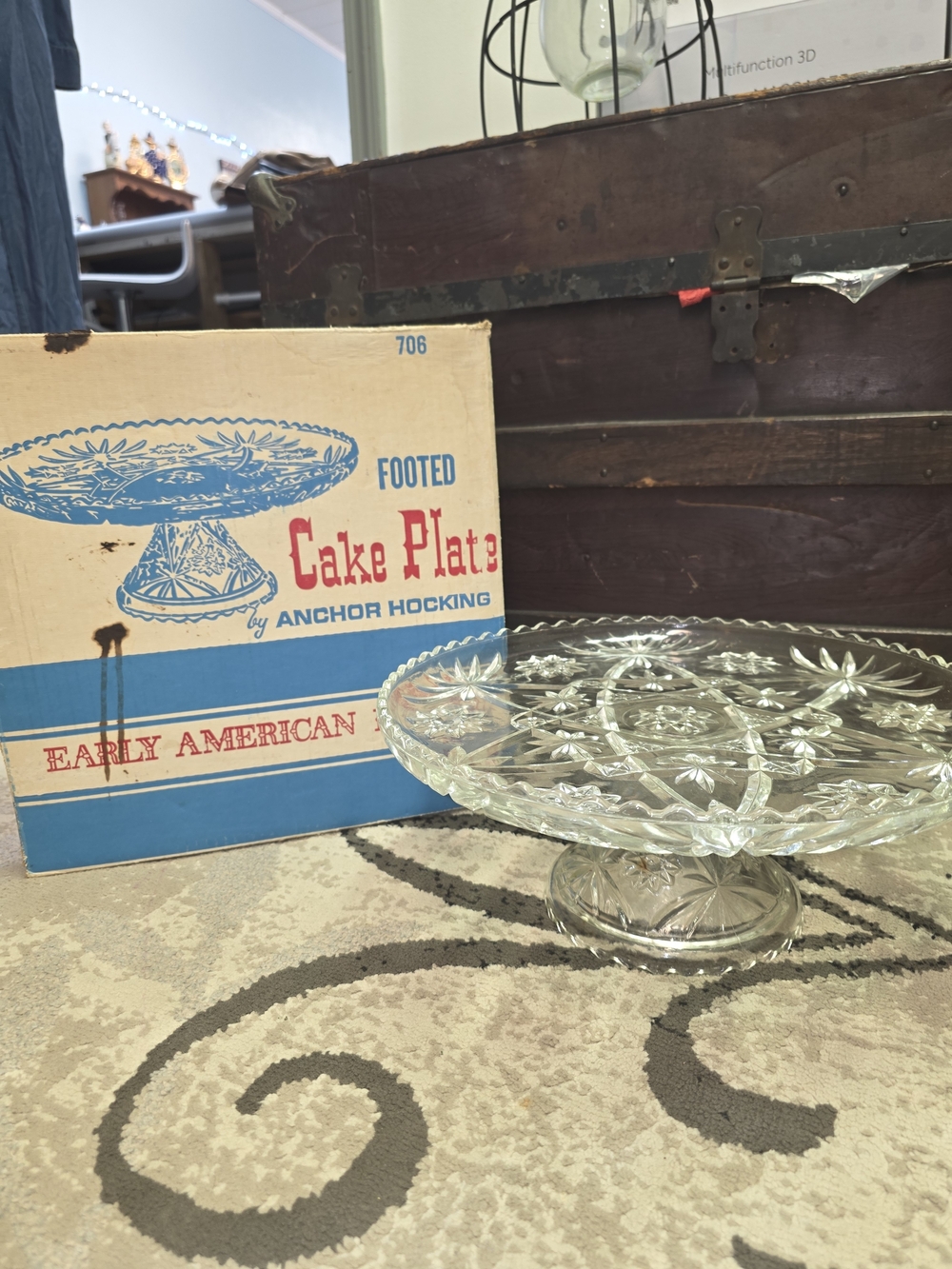 Anchor Hocking Early American Footed Cake Plate - Clear Glass